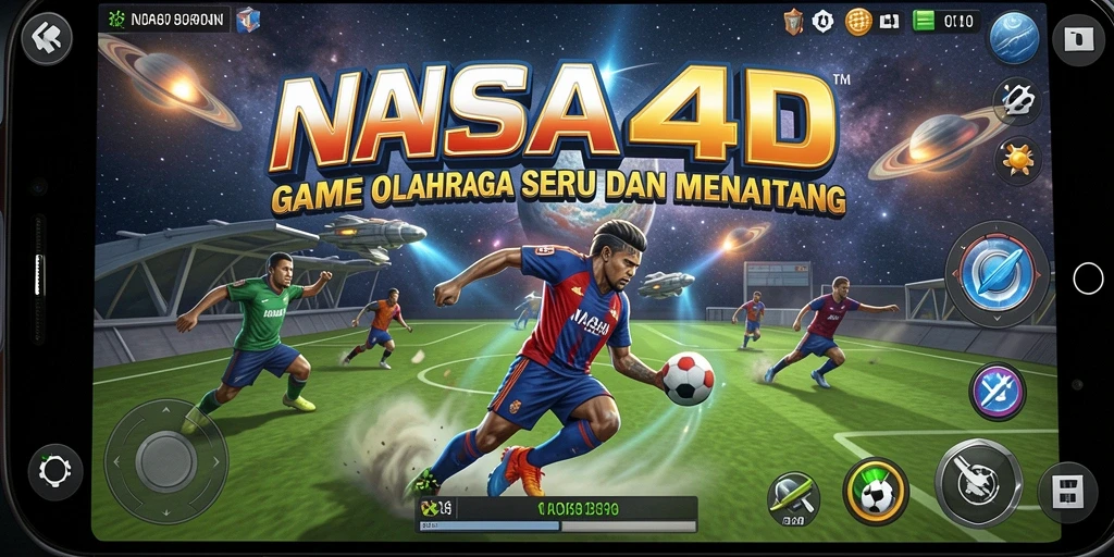 Tampilan gameplay seru dalam NASA4D yang menampilkan aksi olahraga.