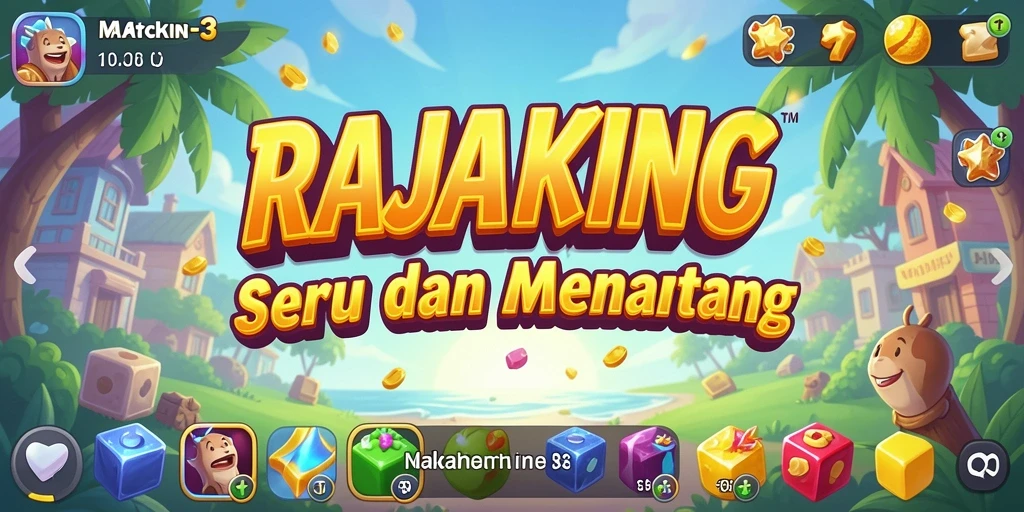 Tampilan gameplay seru di RAJAKING dengan elemen Match-3.