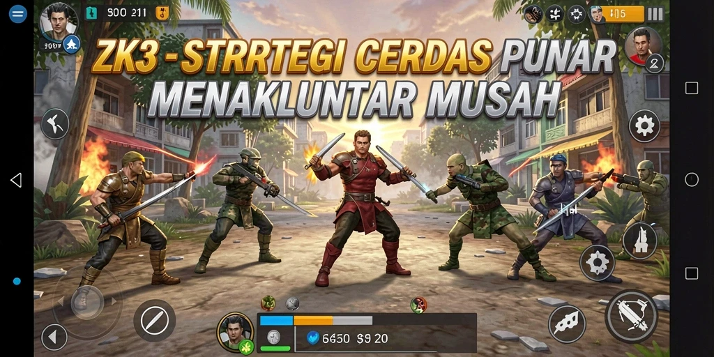 Tangkapan layar utama gameplay ZK3 menunjukkan pertempuran strategi yang intens.