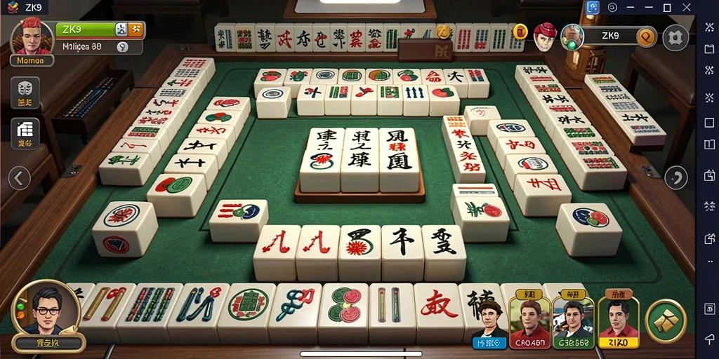 Screenshot ZK9 menampilkan gameplay Mahjong seru dan menantang.